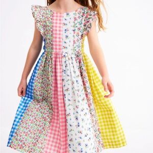 Boden Mini girls dress NWT 3-4yr Prudence dress multi pattern special occasion